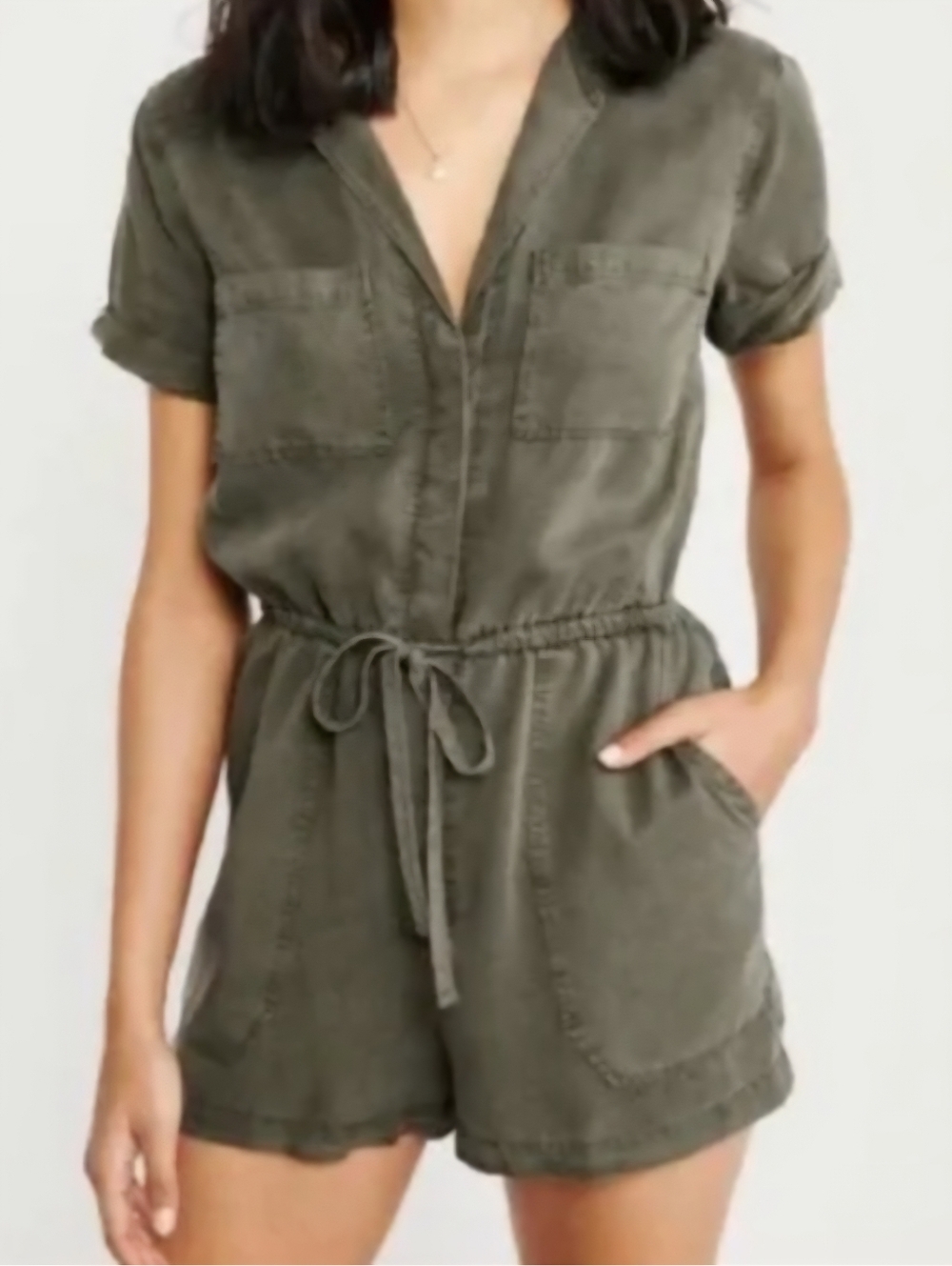 Abercrombie & Fitch Olive Utility Romper